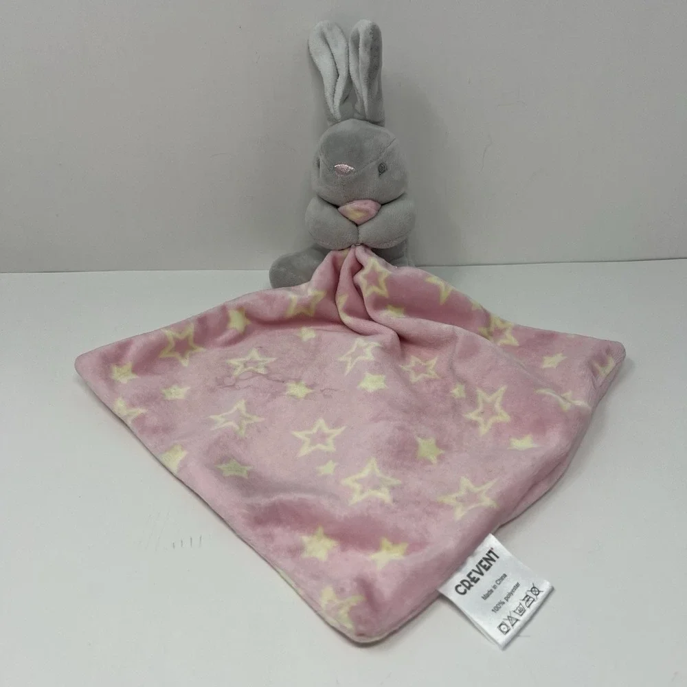 Crevent Bunny Rabbit Baby Lovey Gray Pink Security lovies 8